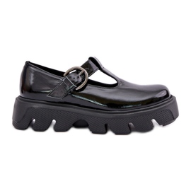 Scarpe in pelle dipinta con una fibbia zazoo 20183 nero