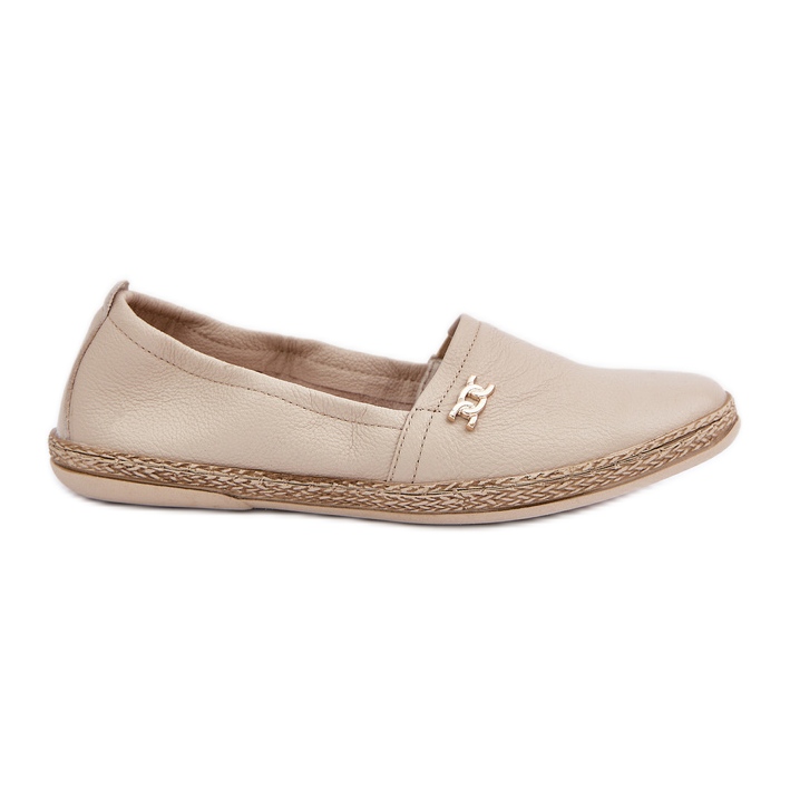 Elegante pelle di cuoio espadrilles zazoo 10177 beige