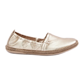 Elegante in pelle Espadrilles Women's Zazoo 10177 Gold d'oro