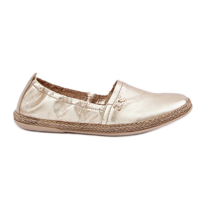 Elegante in pelle Espadrilles Women's Zazoo 10177 Gold d'oro