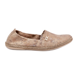 Eleganti espadrille in pelle scamosciata con fiori femminili zazoo 10177 beige