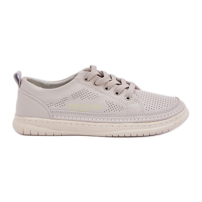 Sneaker in pelle da donna Openwork grigio