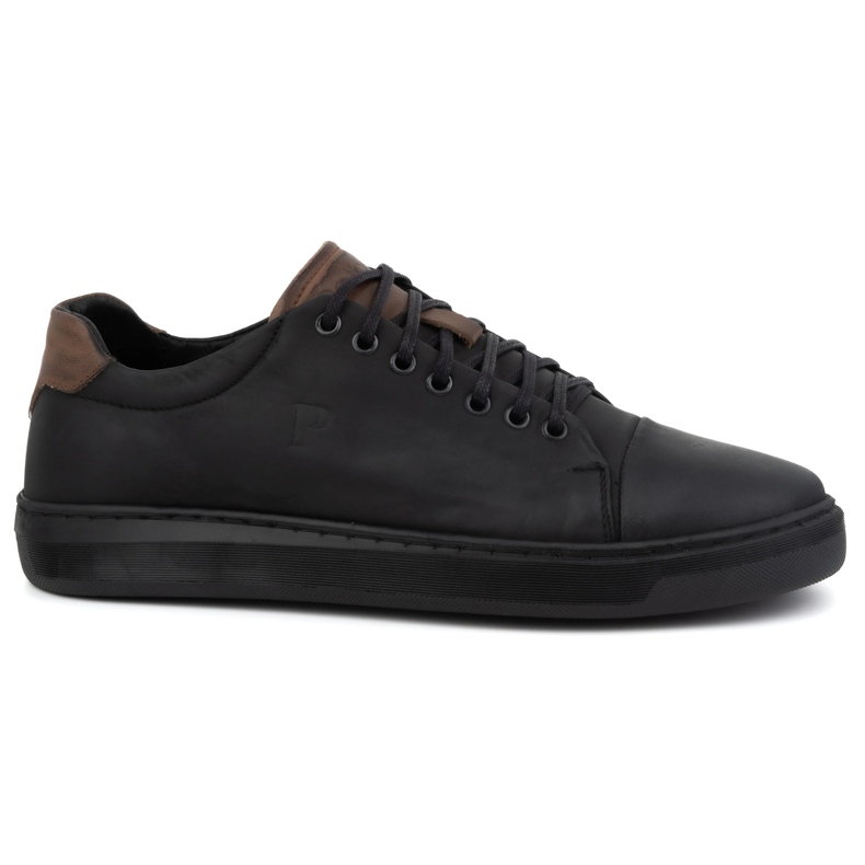 Polbut Scarpe da uomo in pelle 2109 nere con marrone nero