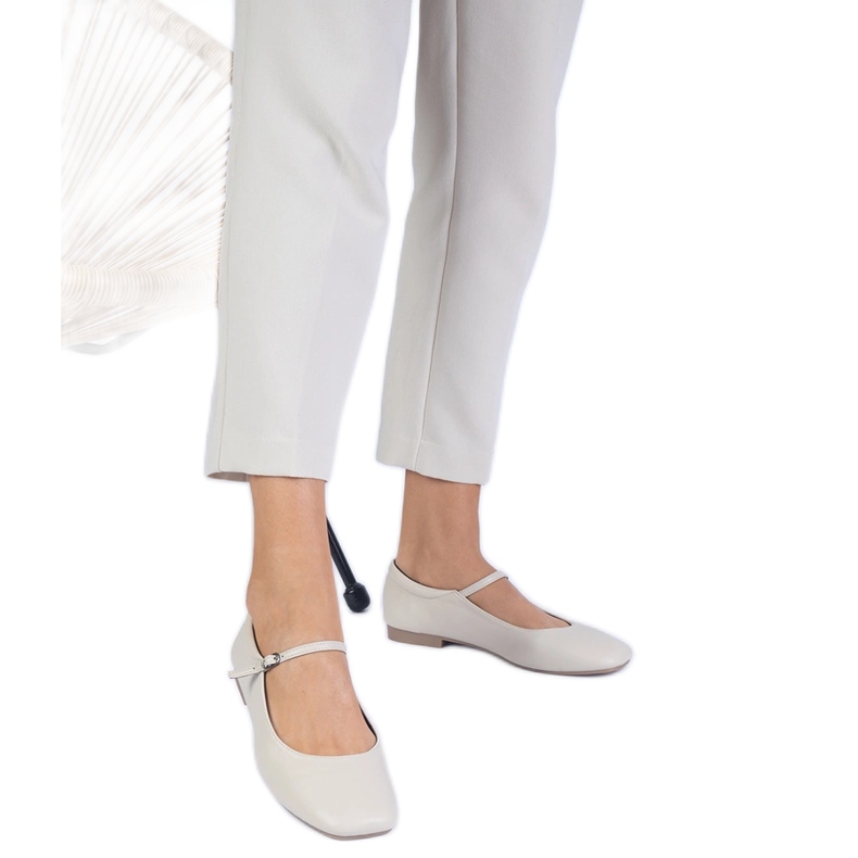Beige classic eco -pleather ballerinas