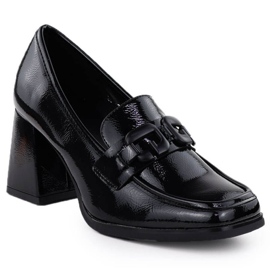 Scarpe sul post Potocki SZ12553 con una decorazione nera nero