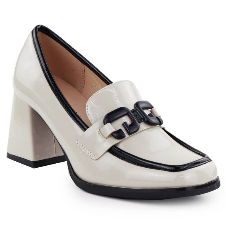 Scarpe dipinte Potocki SZ12553 con un ornamento beige
