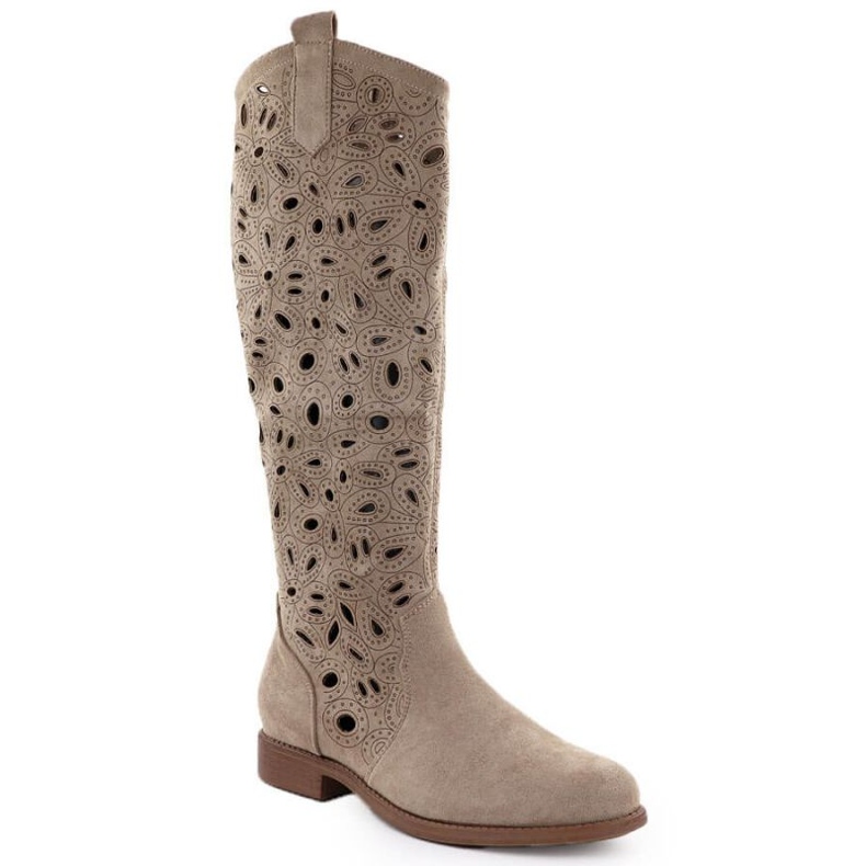 Stivali aperti in pelle scamosciata S.Barski Hy51-176 Brown marrone