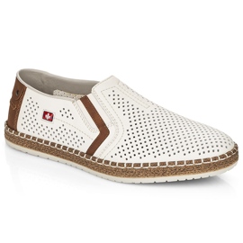 Scarpe in pelle aperta da uomo, Rieker bianco B5297-80