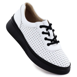 Scarpe in pelle aperta da donna sulla piattaforma bianca Vinceza 79506 bianco