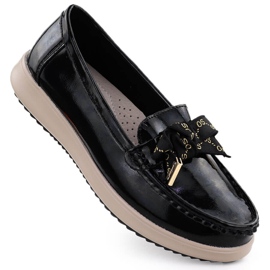 Mocassini in pelle verniciati con un filippo nero filippo dp6457