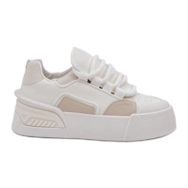 Sneaker da donna con lacci spessi sulla piattaforma bianca