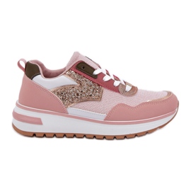 Scarpe sportive rosa femminili lucenti