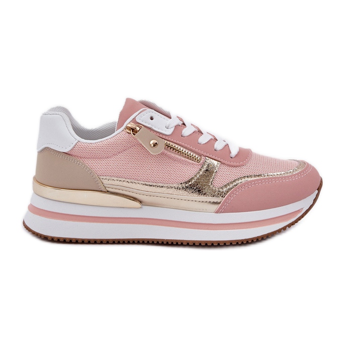 Scarpe sportive luccicanti da donna sulla piattaforma rosa