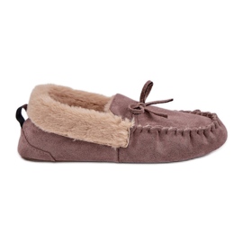 Mocsins Slifor da donna con pelliccia dark beige kleogoria