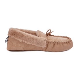 Mocassine femminili con pelliccia beige