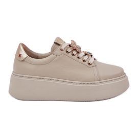Sneakers in pelle da donna sulla piattaforma con Chebello 4292 DECORAZIONI DI MENTRO LIGHT beige