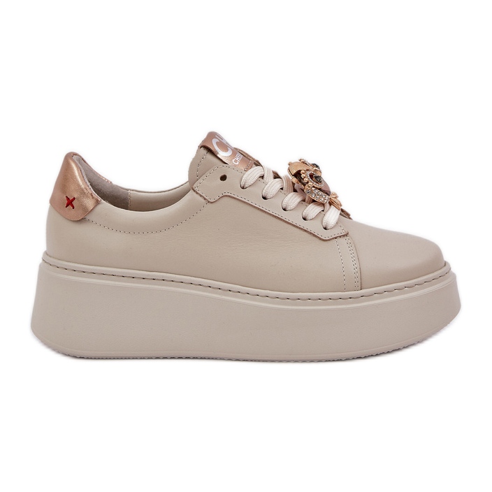 Sneaker in pelle da donna Chebello 4411 Beige leggero