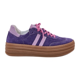 Zazoo N1068S4 Sneaker in pelle scamosciata femminile sulla piattaforma Dark Violet viola