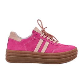 Zazoo N1068S4 Sneaker in pelle scamosciata femminile sulla piattaforma Fuchsia rosa