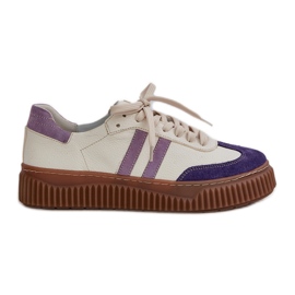 Zazoo N1068S6 Sneaker da donna in pelle bassa sulla piattaforma bianca bianco