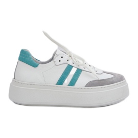 Zazoo N1068S8 in pelle sneaker da donna bassa sulla piattaforma bianca