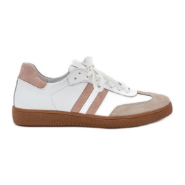 Zazoo N1068 in pelle Sneaker da donna a basso beige