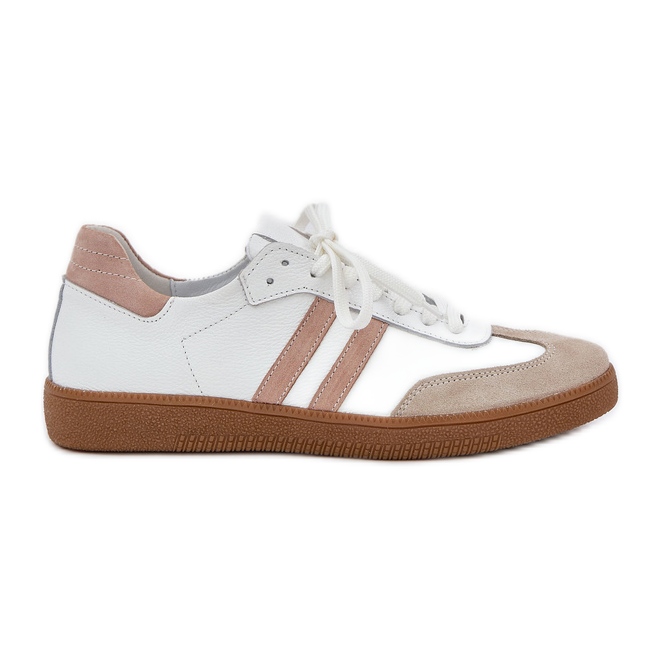 Zazoo N1068 in pelle Sneaker da donna a basso beige