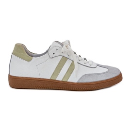 Zazoo N1068 Scarpe da ginnastica basse in pelle da donna, bianche bianca