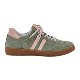 Zazoo N1068 Sneaker verdi da donna in pelle scamosciata verde