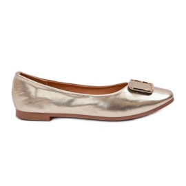 Ballerine in pelle ecota con decorazione dorata d'oro