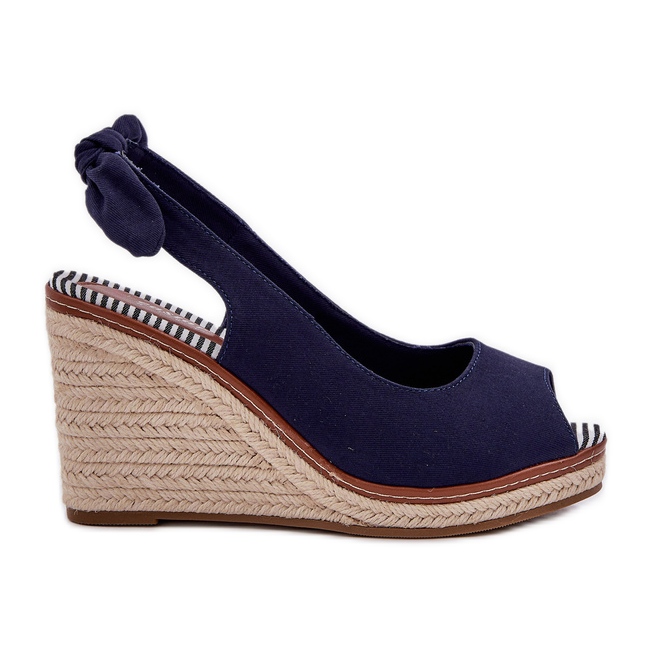 Sandali blu navy con zeppa