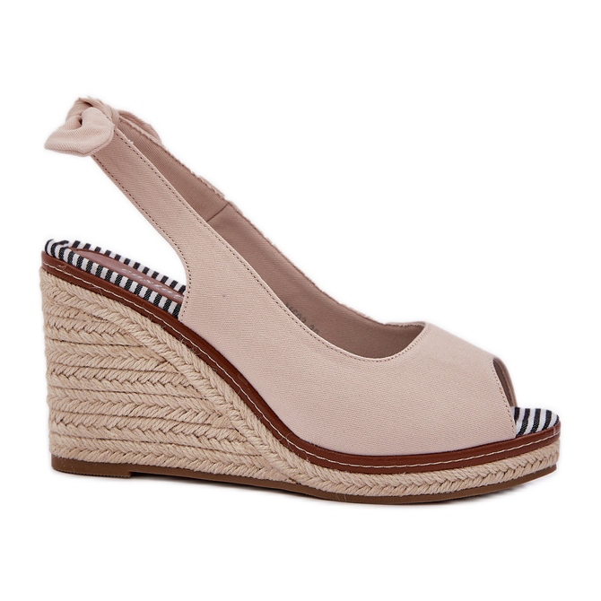 Sandali con zeppa beige con trecce