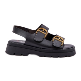 Sandali in pelle Eco con morsetti neri nero