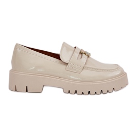 Mocassini da donna dipinti con pin beige orso
