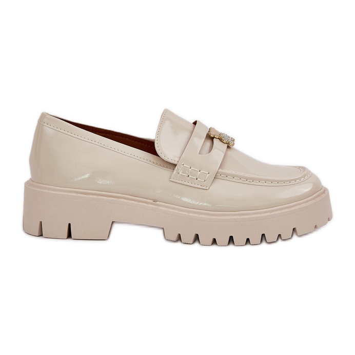 Mocassini da donna dipinti con pin beige orso
