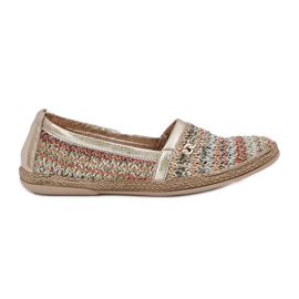 Eleganti espadrille in pelle con una treccia multikolor Zazoo 10178 d'oro