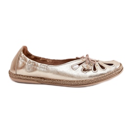 Ballerine piatte realizzate in pelle naturale Zazoo 10179 Zlotys d'oro