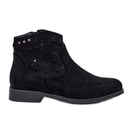 Stivali aperti da donna con tacco piatto S.Barski Hy51-113 Black nero
