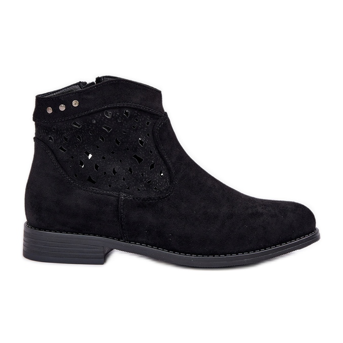 Stivali aperti da donna con tacco piatto S.Barski Hy51-113 Black nero