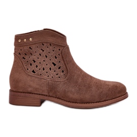Stivali aperti da donna con tacco piatto S.Barski Hy51-113 Brown marrone