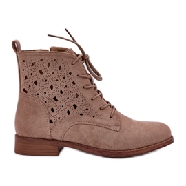 S.Barski Stivali in pelle scamosciata con un modello di lavoro openwork S. Barski Hy51-136 beige
