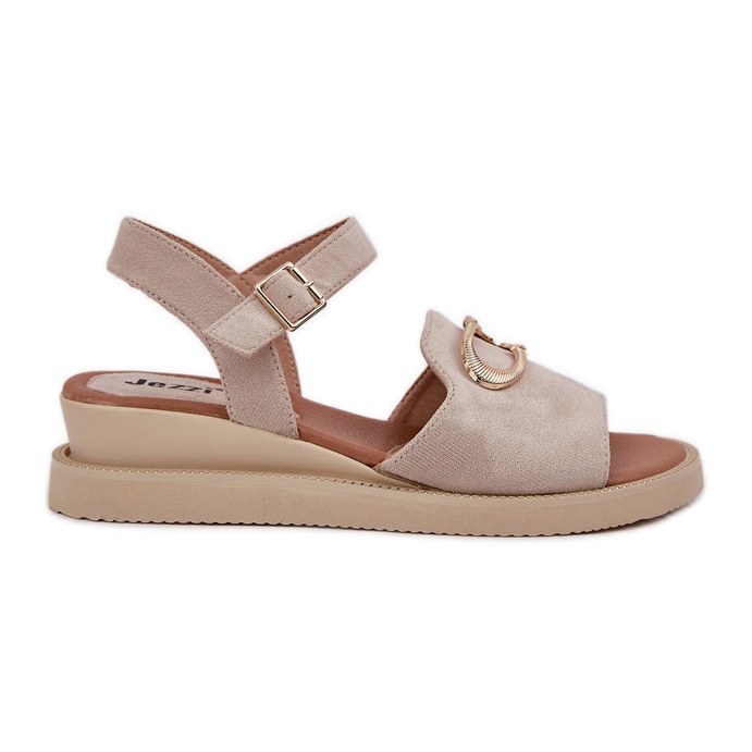 Jezzi Sandali a cuneo femminile con beige dell'ornamento