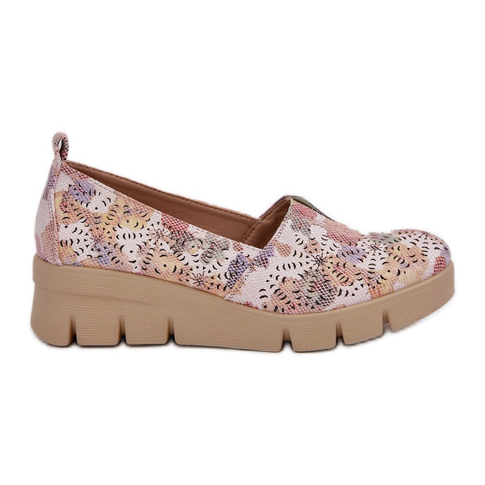 Jezzi Scarpe da donna con un modello a cuneo multicolore aperto bianca