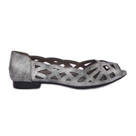 Jezzi Ballerine openwork d'argento con dita nude