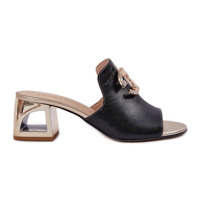 Eleganti tacchi in pelle Laura Messi 2875 Nero e oro