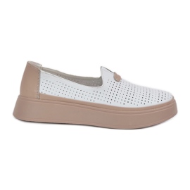 Feles in pelle aperta leggera Scarpe da donna sulla piattaforma e zeppe bianche bianco