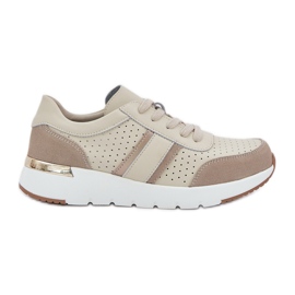 Sneaker in pelle chiara scarpe sportive da donna beige