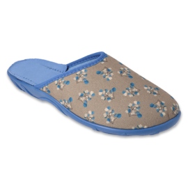 BEFADO SLIPERS DELLE DONNE 235D197 con l'applicazione di fiori grigio