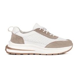 Goodin Scarpe sportive in pelle openwork su una spessa suola bianca bianco