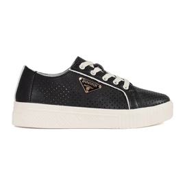 Goodin Sneaker in pelle nera sulla piattaforma nero